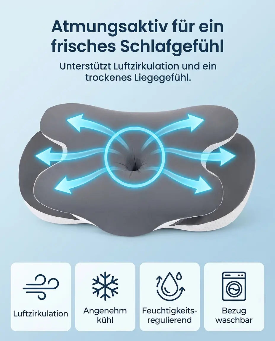 Orthopädisches Nackenkissen mit Memory-Schaum – Geruchsneutral, für Seiten-, Rücken- und Bauchschläfer