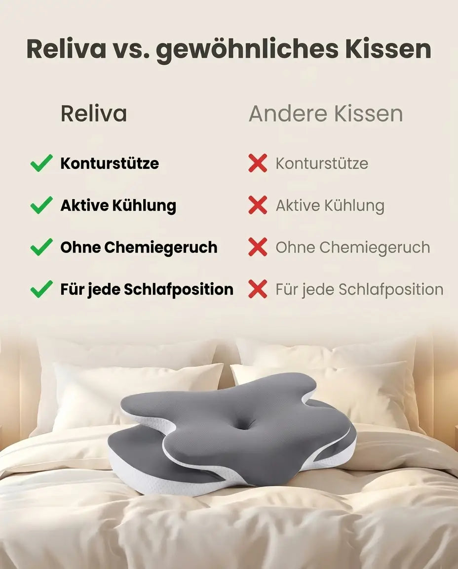 Orthopädisches Nackenkissen mit Memory-Schaum – Geruchsneutral, für Seiten-, Rücken- und Bauchschläfer